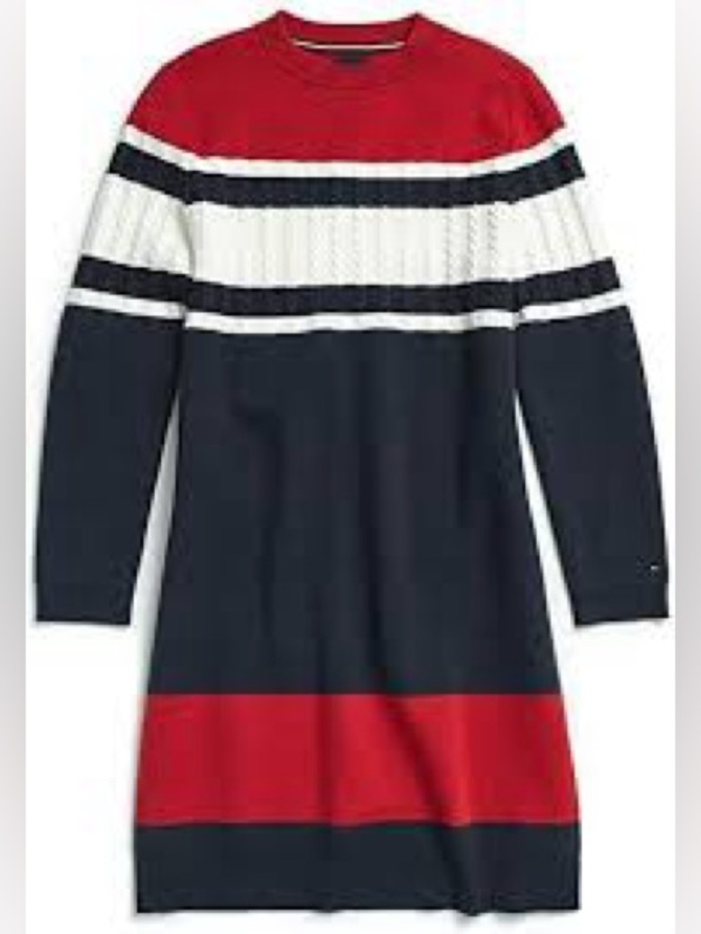 Tommy Hilfiger Sweater Dress Colorblock Navy Red White Fall Winter Preppy XXL